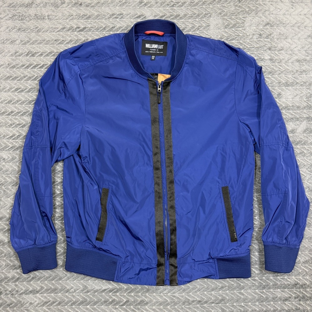 William Rast Men XXL Bomber Jacket Justin Trace Full Zip Blue